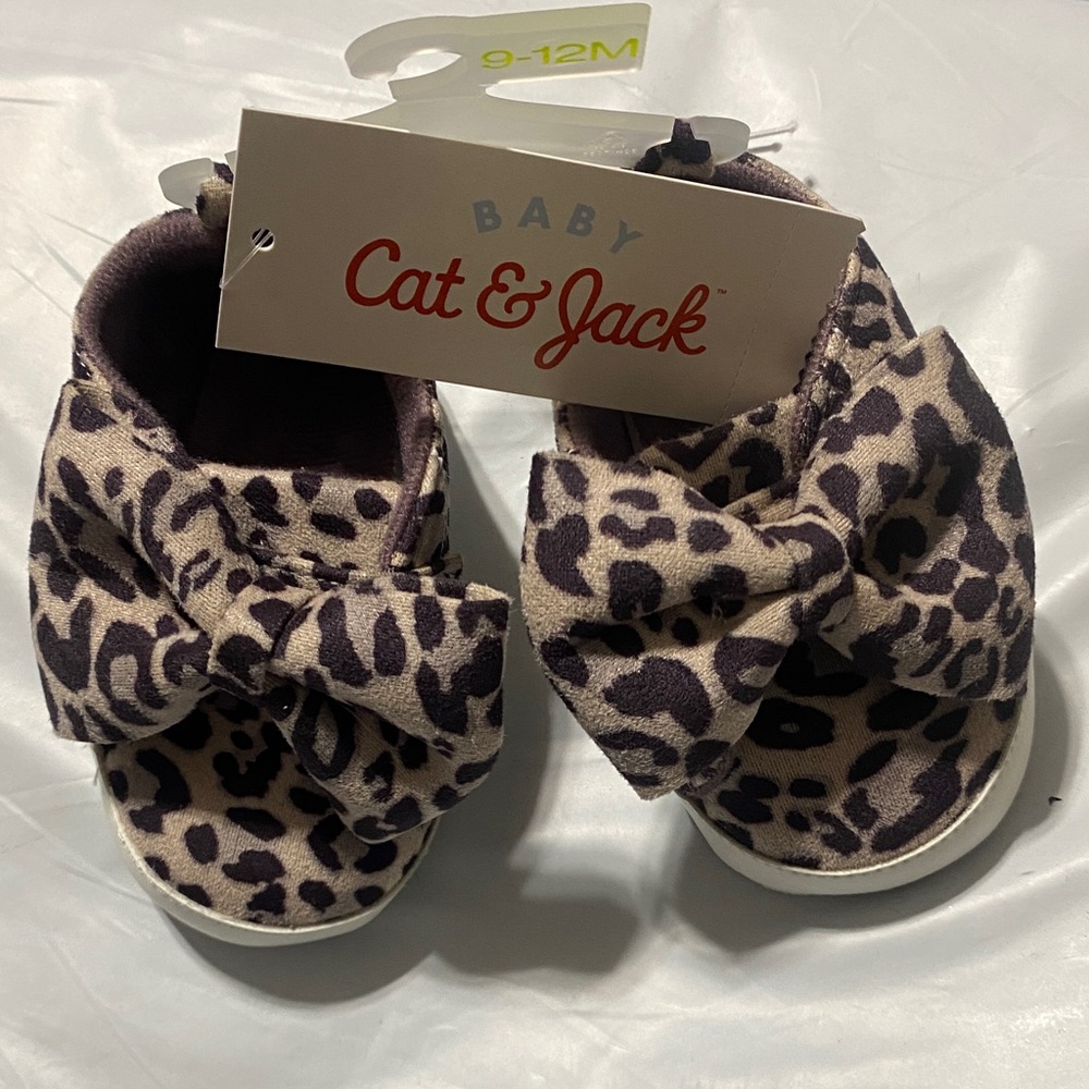 Cat & Jack Leopard Print Baby Shoes with Bow